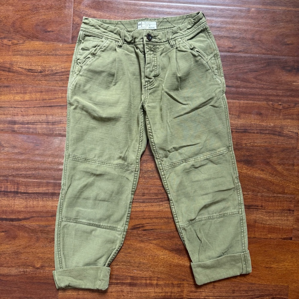 Free People Olive Green Cargo Pants 25 straight leg
